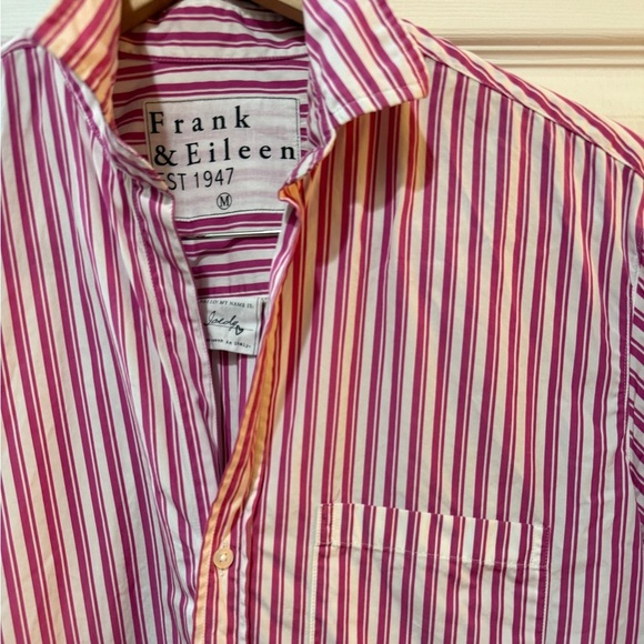 Frank & Eileen Joedy Pink and White Striped Button Down Shirt - Picture 7 of 9